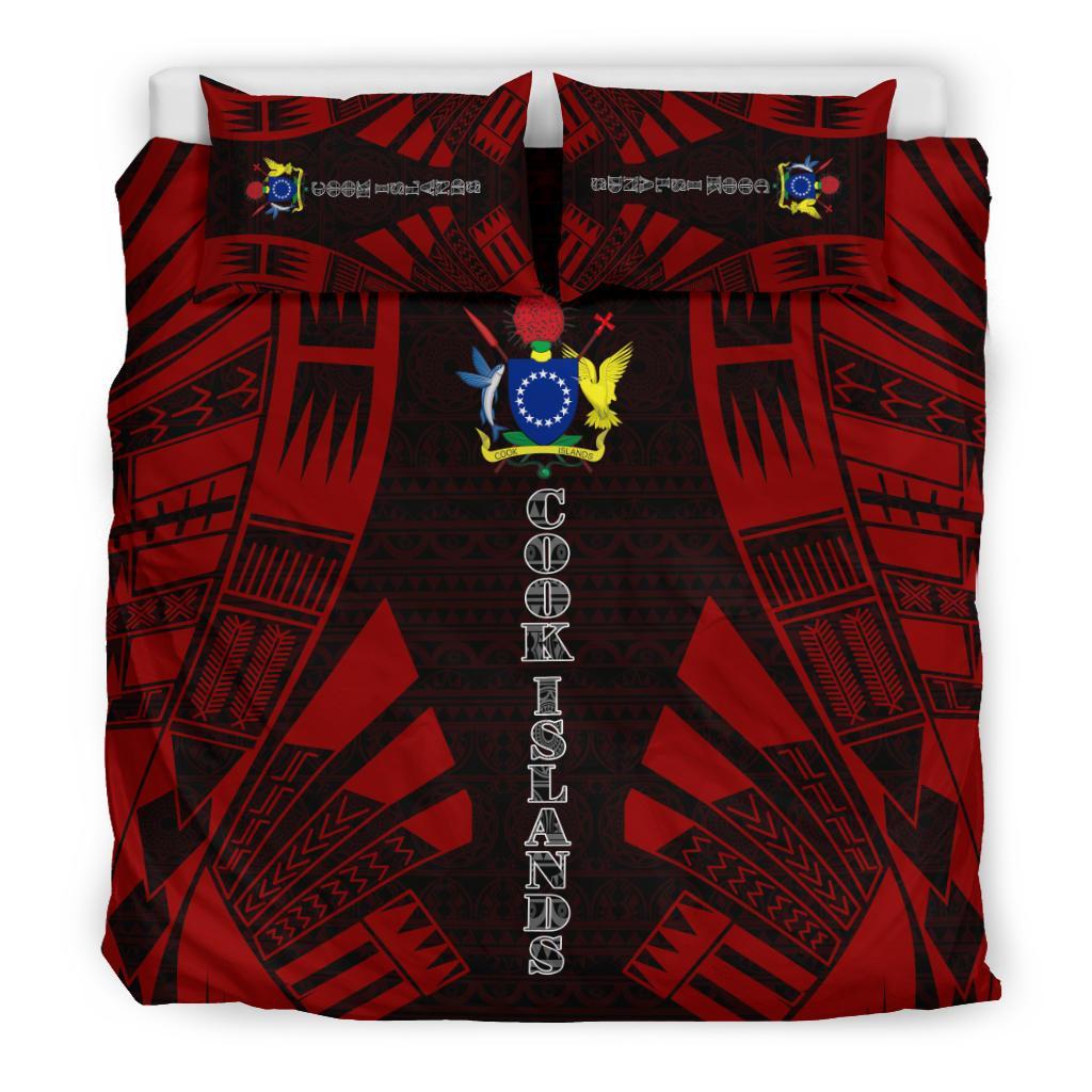 Cook Islands Duvet Cover Set - Polynesian Tattoo Red - Polynesian Pride