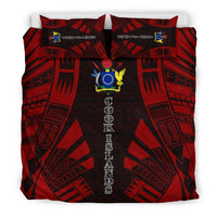 Cook Islands Duvet Cover Set - Polynesian Tattoo Red - Polynesian Pride