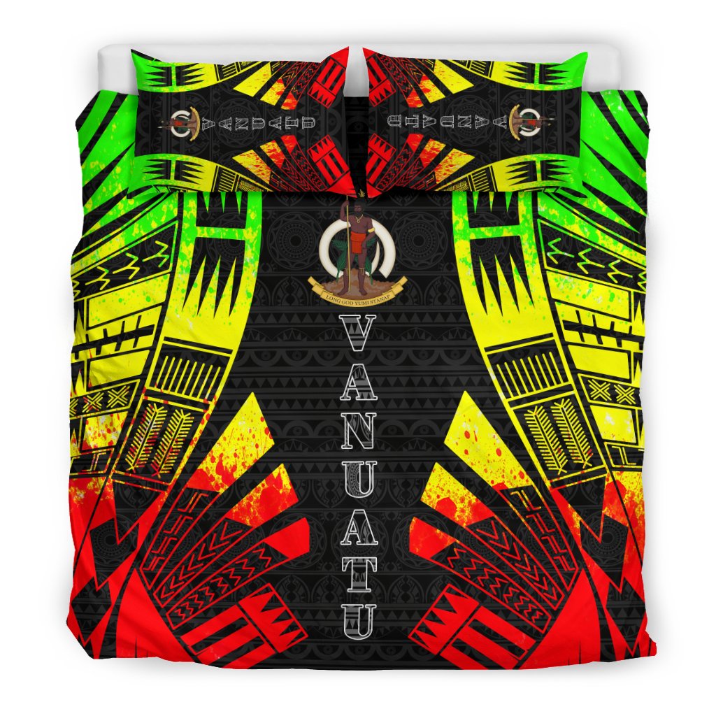 Vanuatu Duvet Cover Set - Polynesian Tattoo Reggae - Polynesian Pride