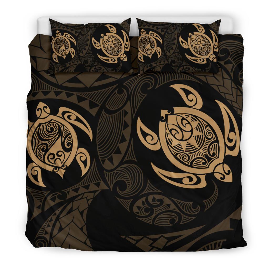 Hawaiian Turtle Polynesian Bedding Set Gold - Polynesian Pride