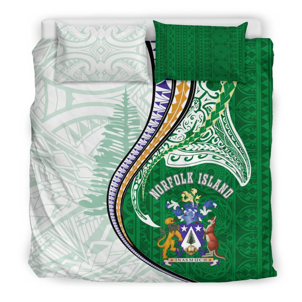Norfolk Island Bedding Set - Norfolk Island Coat Of Arms Flag Kanaloa Tatau Gen NF Black - Polynesian Pride