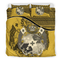 Tonga Duvet Cover Set - Tonga Coat Of Arms Yellow Yellow - Polynesian Pride