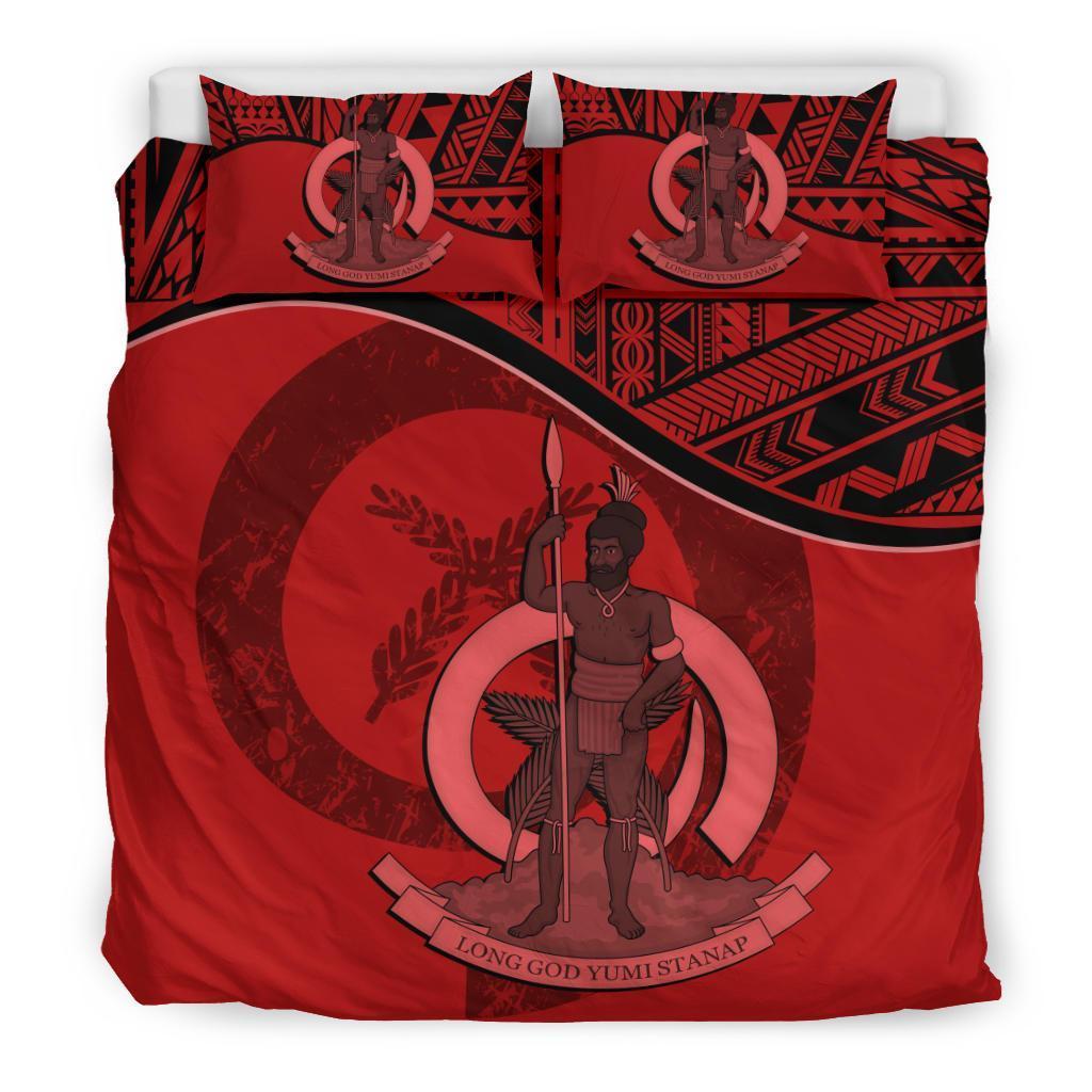 Vanuatu Duvet Cover Set - Vanuatu Coat Of Arms Red Red - Polynesian Pride