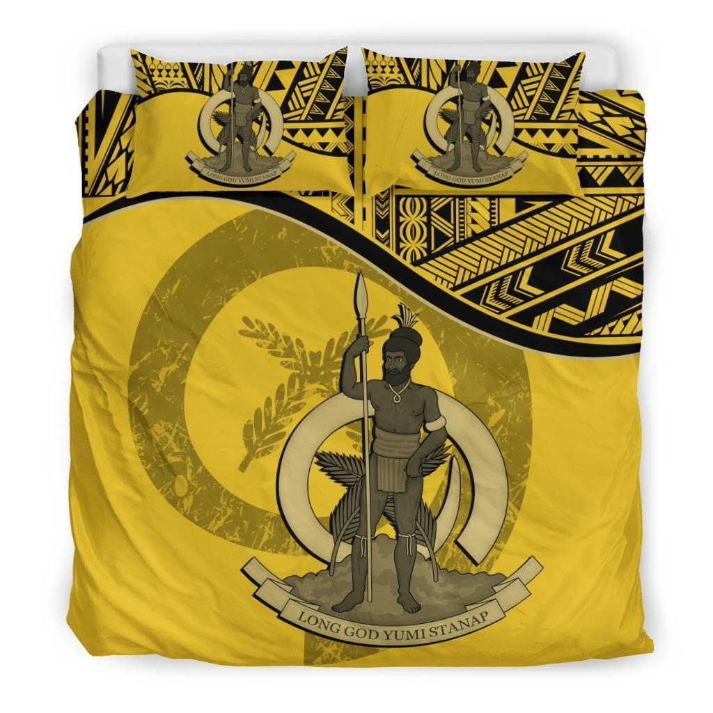 Vanuatu Duvet Cover Set - Vanuatu Coat Of Arms Yellow Yellow - Polynesian Pride