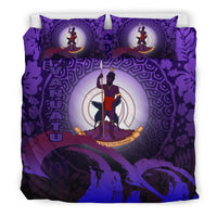 Vanuatu Bedding Set - Wave And Hibiscus Purple - Polynesian Pride