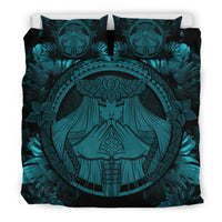 Hawaiian Map Madame Pele Polynesian Bedding Set Blue - Polynesian Pride