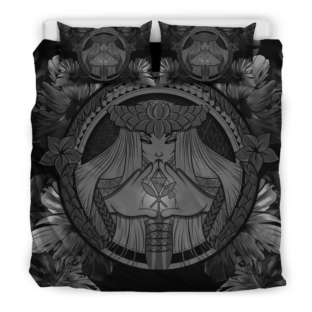 Hawaiian Map Madame Pele Kanaka Polynesian Bedding Set Grey - Polynesian Pride