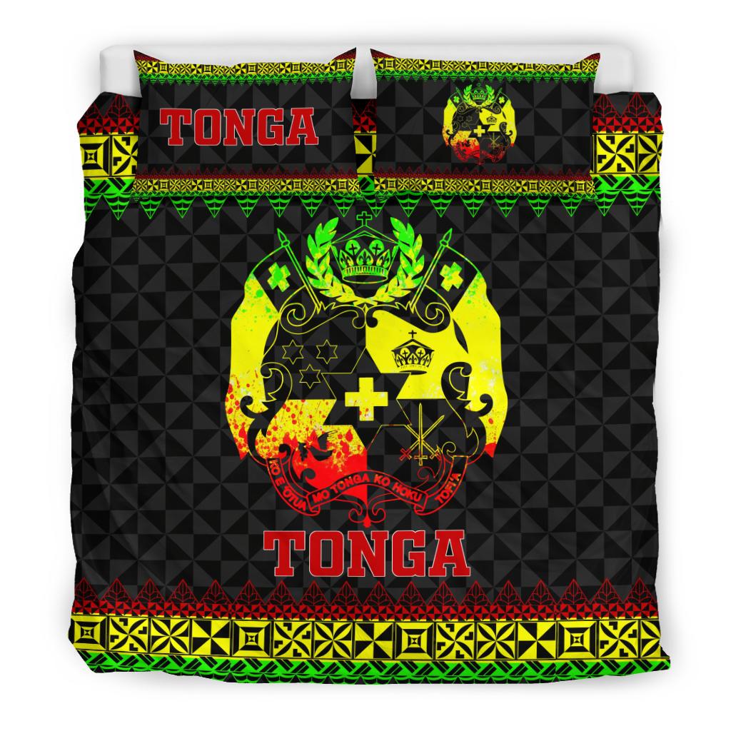 Polynesian Bedding Set - Tonga Coat Of Arms Duvet Cover Set Reggae Version - Polynesian Pride