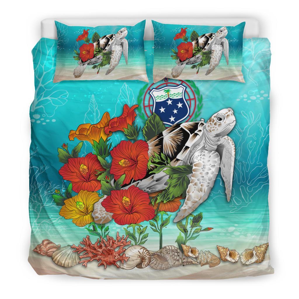 Polynesian Duvet Cover Set - Samoa Bedding Set Ocean Turtle Hibiscus Blue - Polynesian Pride