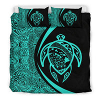 Hawaiian Map Turtle Polynesian Bedding Set - Turquoise - Circle Style - Polynesian Pride