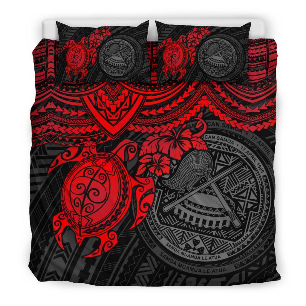 American Samoa Polynesian Duvet Cover Set - Red Turtle - Polynesian Pride