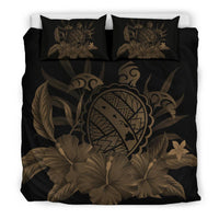 Hawaiian Map Turtle Hibiscus Polynesian Bedding Set - Gold - Polynesian Pride