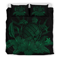 Hawaiian Map Turtle Hibiscus Polynesian Bedding Set - Green - Polynesian Pride