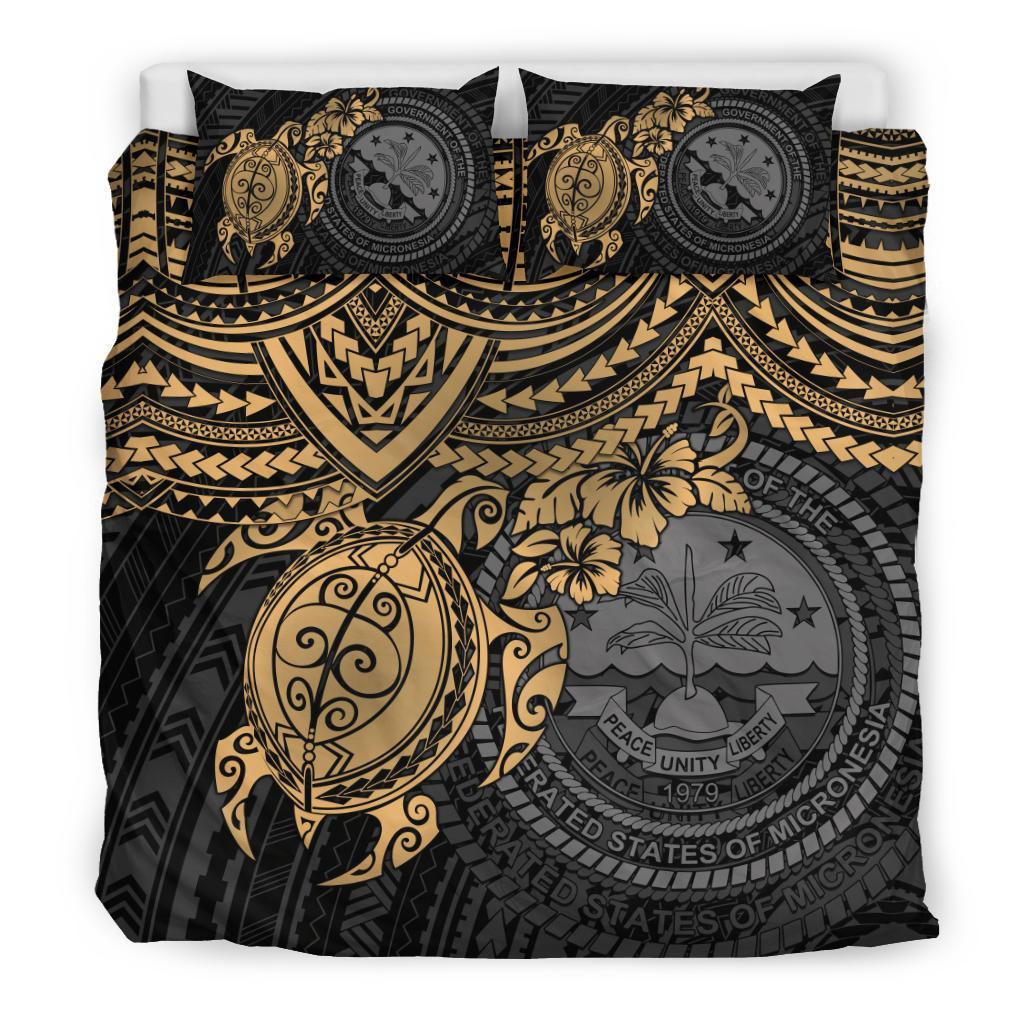 Federated States Of Micronesia Duvet Cover Set - Golden Turtle - Polynesian Pride