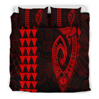 Hawaiian Kakau Fish Hook Polynesian Bedding Set - Red - Polynesian Pride