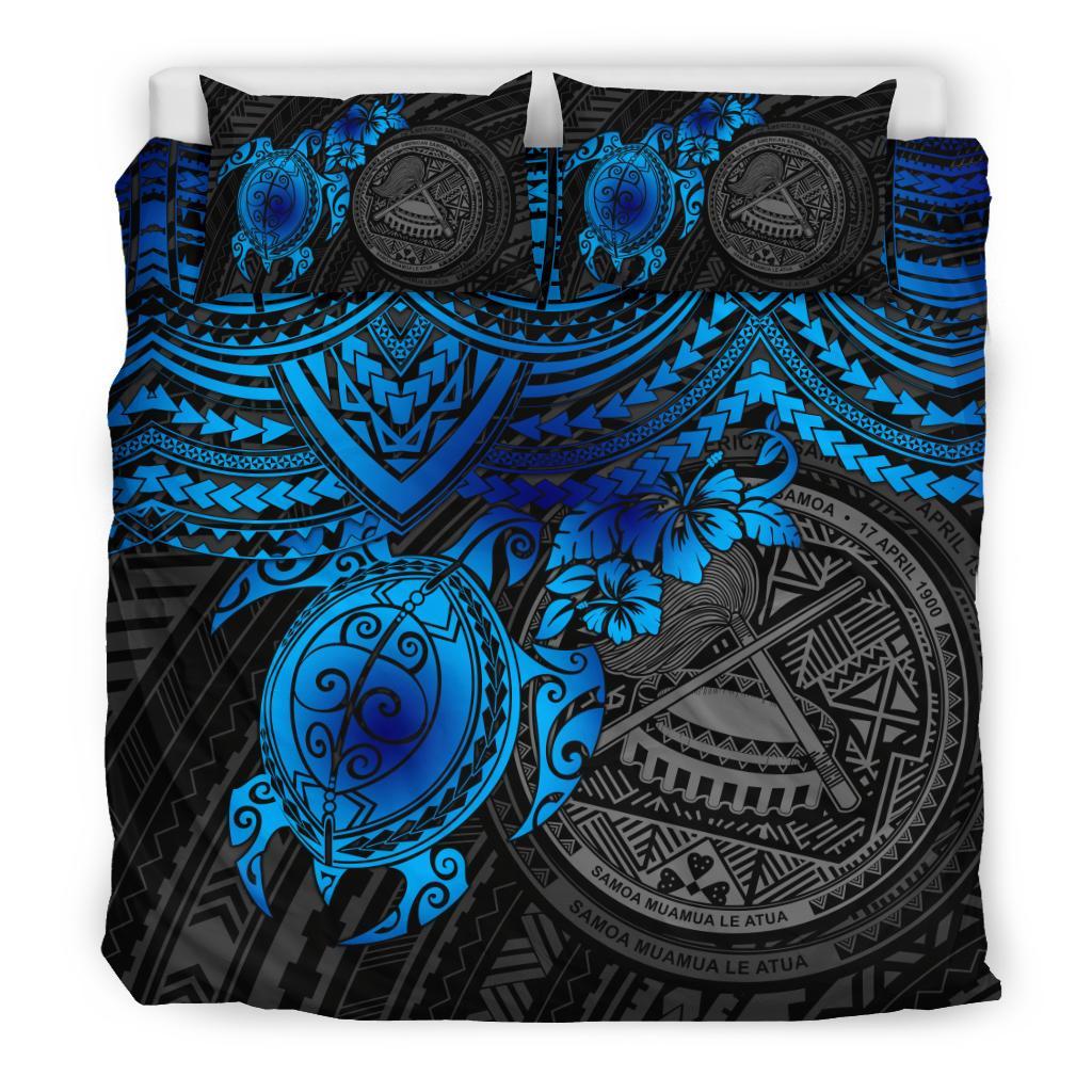 American Samoa Polynesian Duvet Cover Set - Blue Turtle - Polynesian Pride
