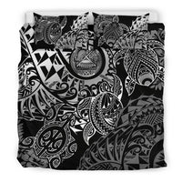 American Samoa Polynesian Duvet Cover Set - White Hibiscus Turtle Flowing - Polynesian Pride