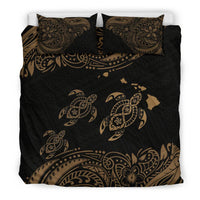 Polynesian Bedding Set - Hawaii Duvet Cover Set Gold Sea Turtle - Polynesian Pride