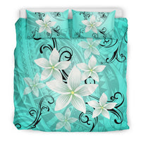Hawaiian Plumeria Polynesian Bedding Set - Turquoise - Polynesian Pride