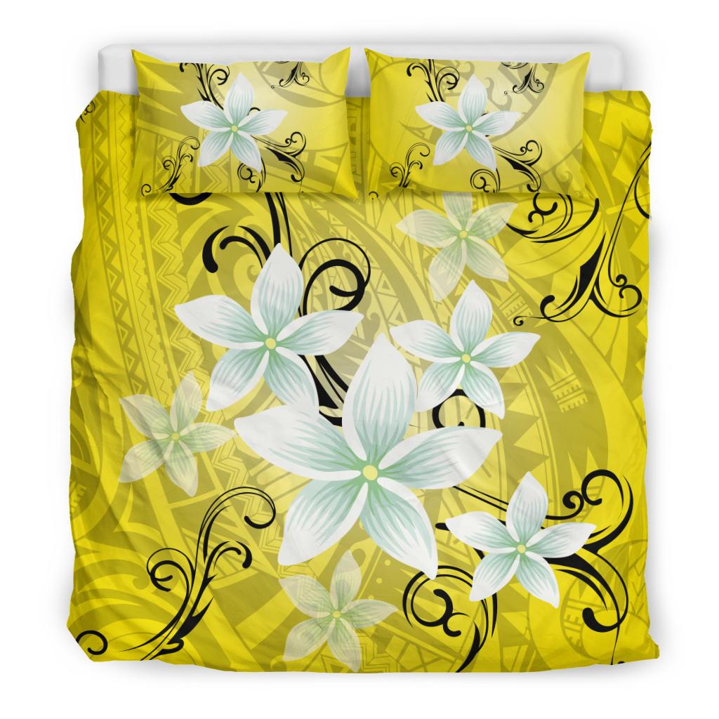 Hawaiian Plumeria Polynesian Bedding Set - Yellow - Polynesian Pride