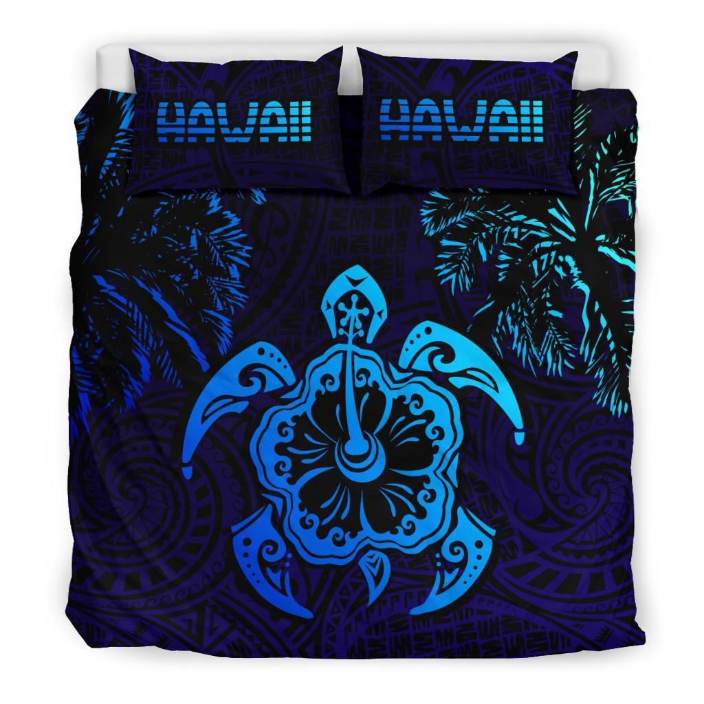 Hawaiian Turtle Hibiscus Coconut Tree Polynesian Bedding Set - Polynesian Pride
