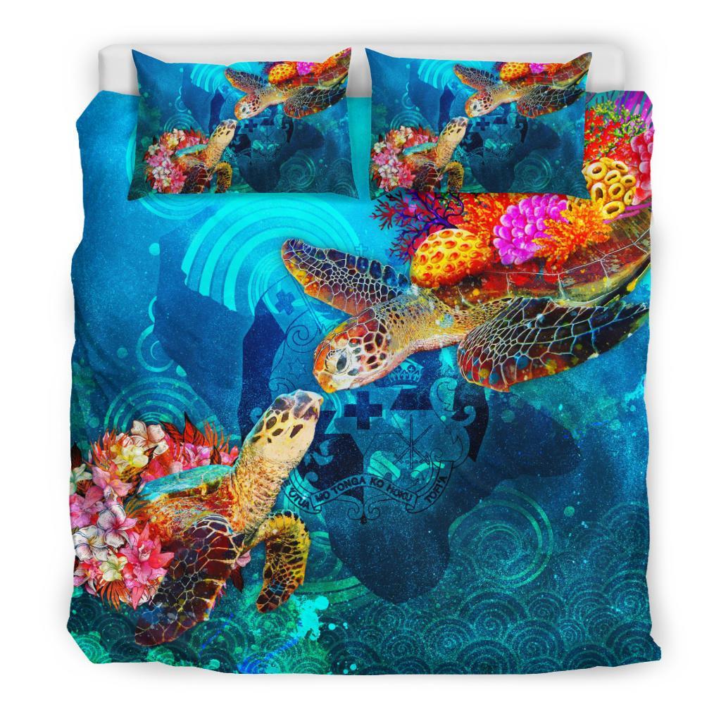 Tonga Polynesian Duvet Cover Set - Turtle Tonga Map - Polynesian Pride