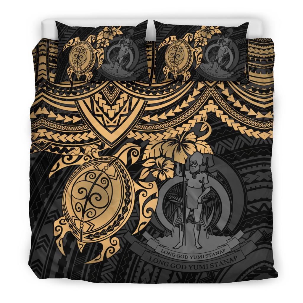 Vanuatu Polynesian Duvet Cover Set - Gold Turtle - Polynesian Pride