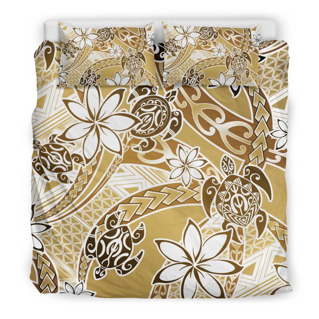 Polynesian Duvet Cover Set - Turtle Duvet Cover Set Gold - Polynesian Pride