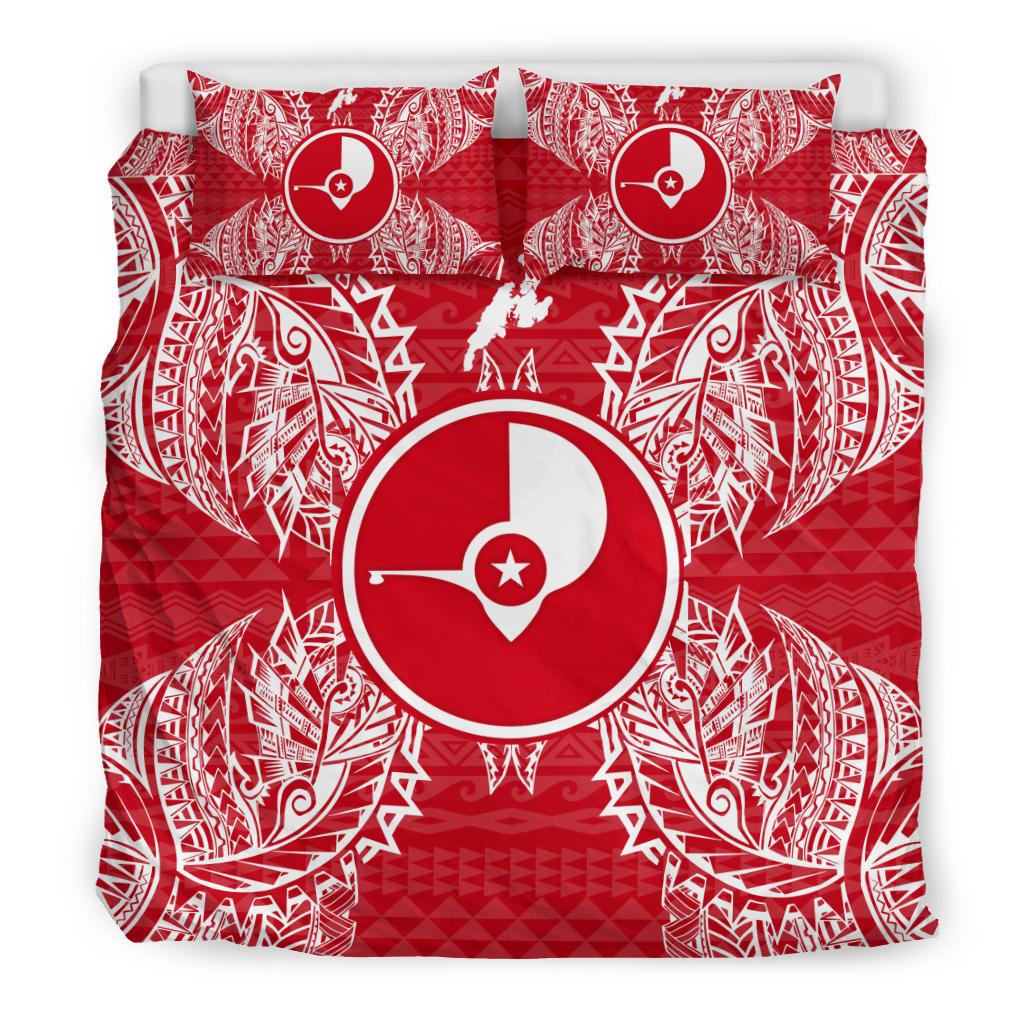 Polynesian Bedding Set - Yap Duvet Cover Set Map Red White - Polynesian Pride
