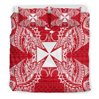 Polynesian Bedding Set - Wallis And Futuna Duvet Cover Set Map Red White - Polynesian Pride