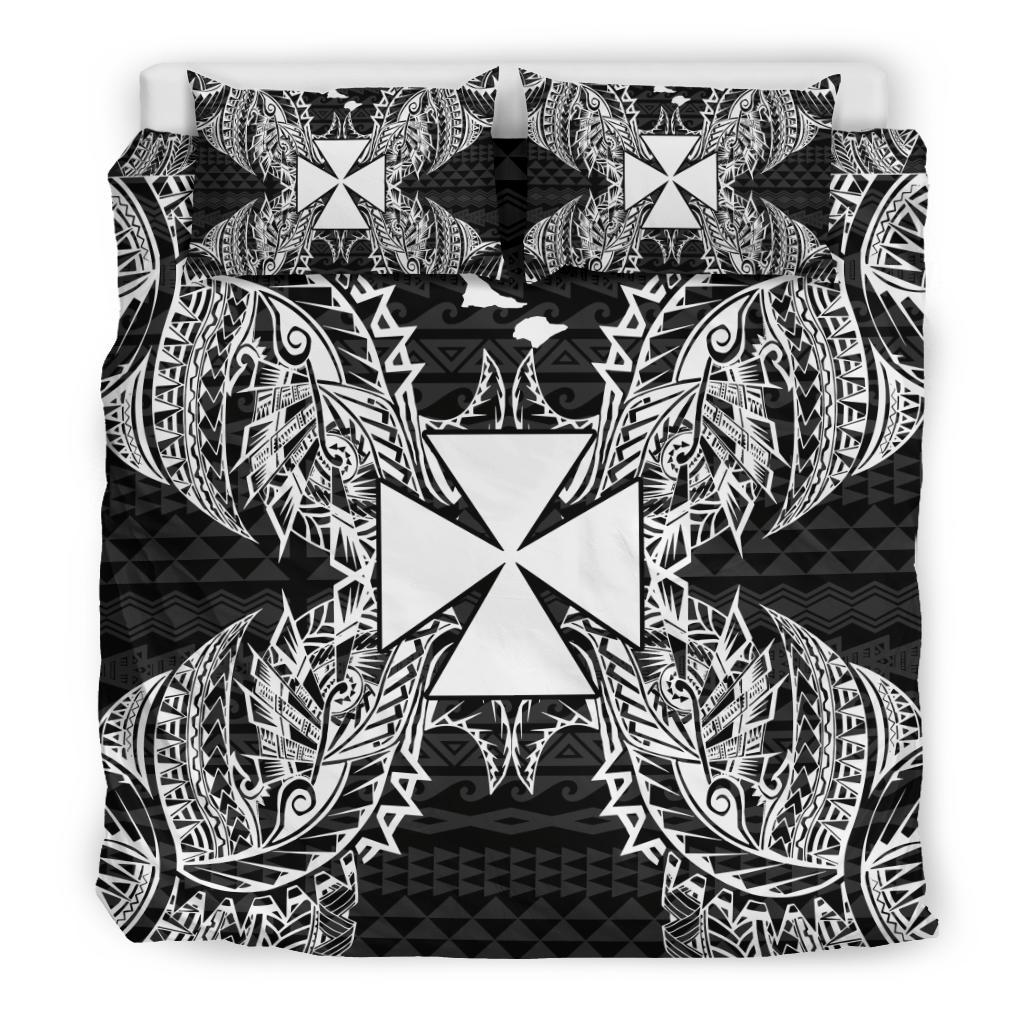 Polynesian Bedding Set - Wallis And Futuna Duvet Cover Set Map Black - Polynesian Pride