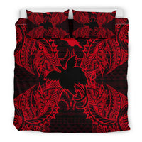 Polynesian Bedding Set - Papua New Guinea Duvet Cover Set Map Red - Polynesian Pride