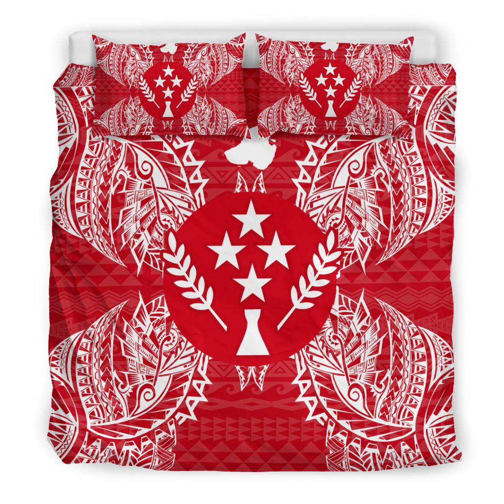 Polynesian Bedding Set - Kosrae Duvet Cover Set Map Red White - Polynesian Pride