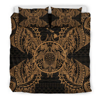 Polynesian Bedding Set - Hawaii Turtle Duvet Cover Set Map Gold - Polynesian Pride