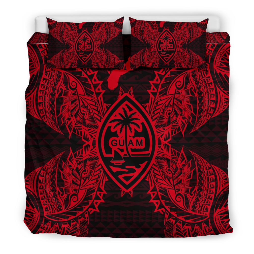 Polynesian Bedding Set - Guam Duvet Cover Set Map Red - Polynesian Pride