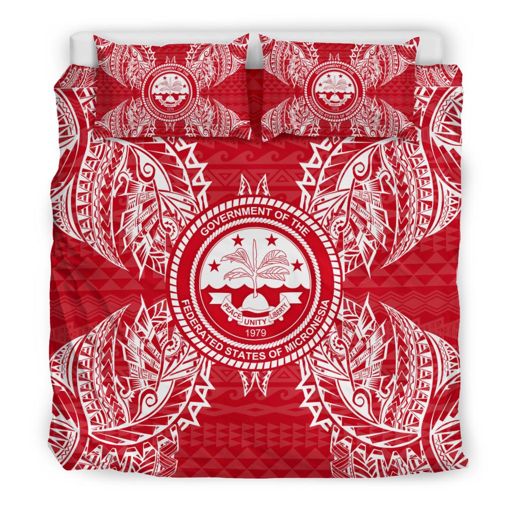 Polynesian Bedding Set - Federated States Of MicronesianDuvet Cover Set Map Red White - Polynesian Pride