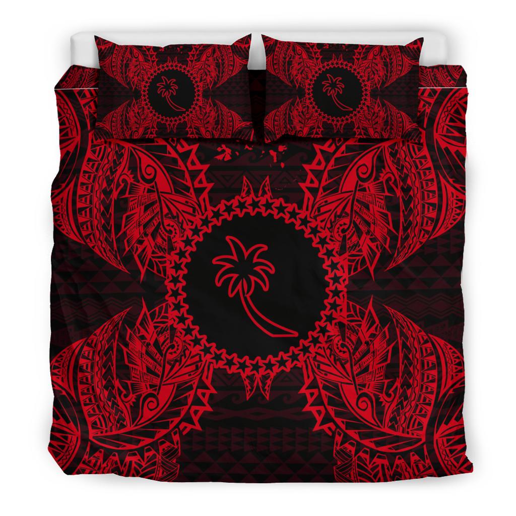 Polynesian Bedding Set - Chuuk Duvet Cover Set Map Red - Polynesian Pride