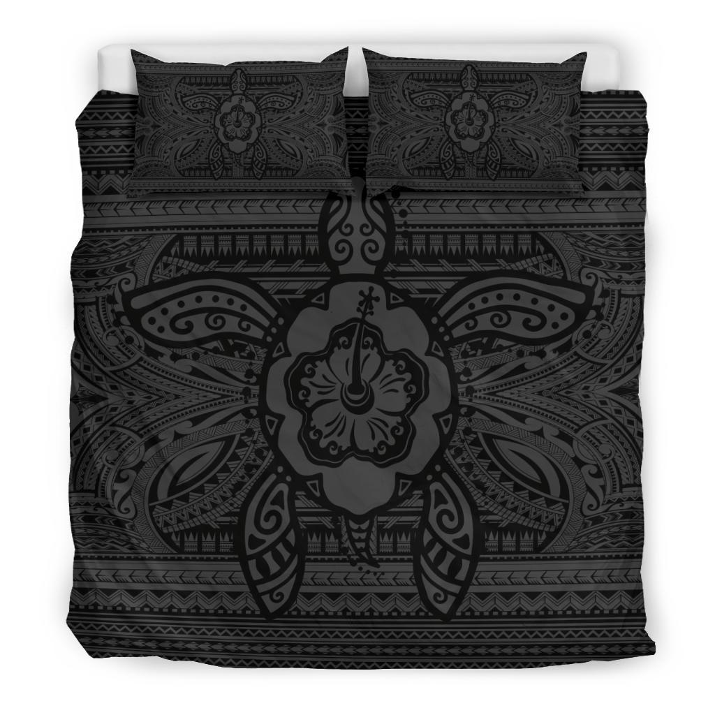 Hawaiian Turtle Polyensian Tribal Bedding Set Grey - Polynesian Pride