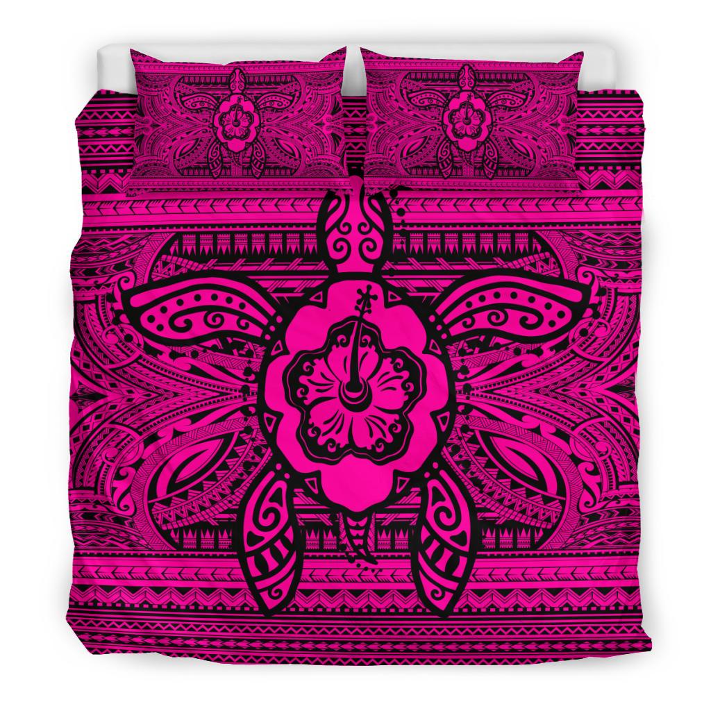 Hawaiian Turtle Polyensian Tribal Bedding Set Pink - Polynesian Pride