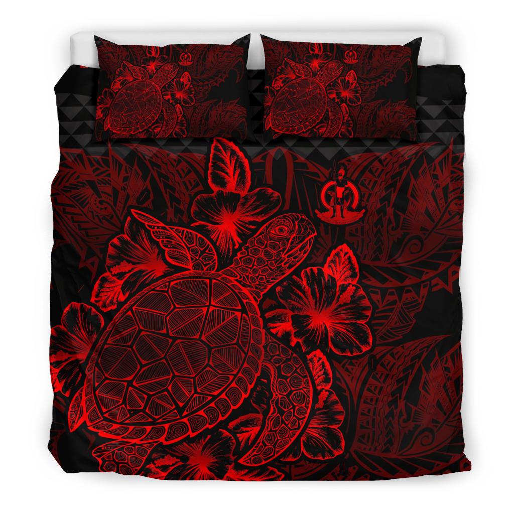 Polynesian Bedding Set - Vanuatu Duvet Cover Set Red Color Red - Polynesian Pride