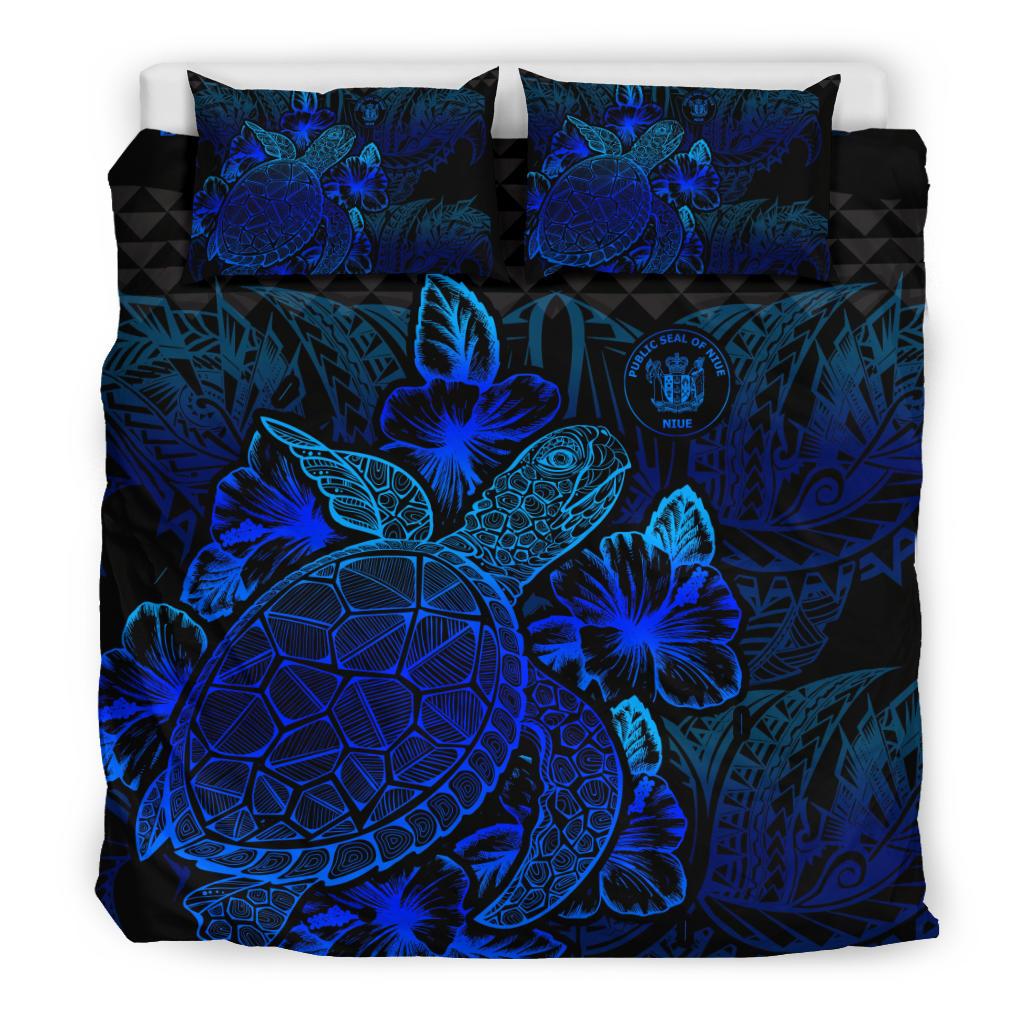 Polynesian Bedding Set - Niue Duvet Cover Set Blue Color Blue - Polynesian Pride
