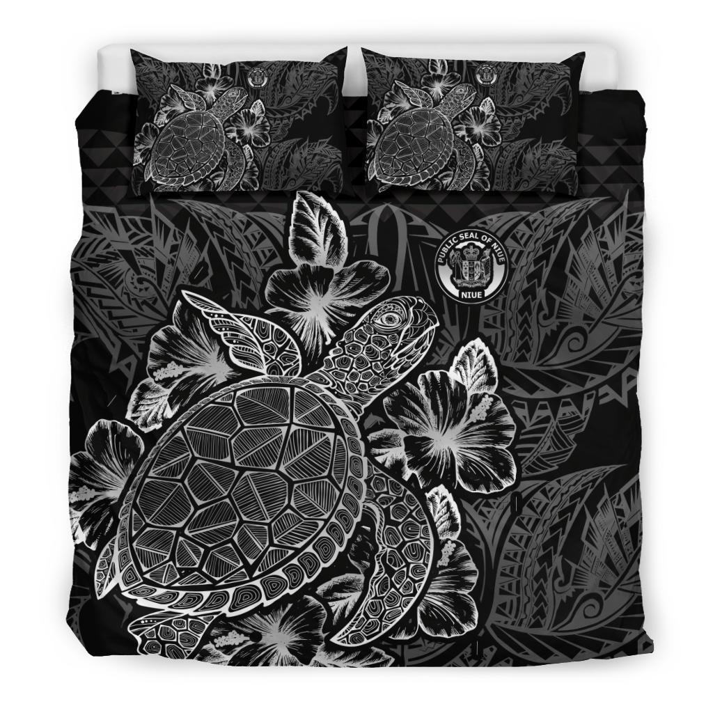 Polynesian Bedding Set - Niue Duvet Cover Set Black Color Black - Polynesian Pride