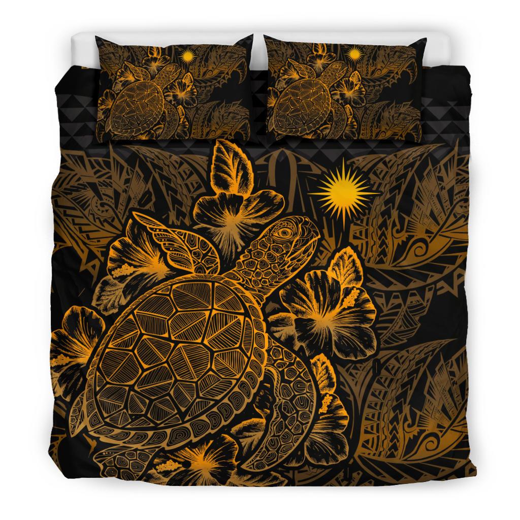 Polynesian Bedding Set - Marshall Islands Duvet Cover Set Gold Color Gold - Polynesian Pride