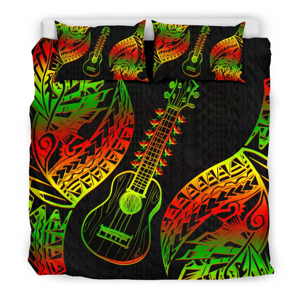 Polynesian Bedding Set Hawaii Duvet Cover Set Ukulele Black - Polynesian Pride