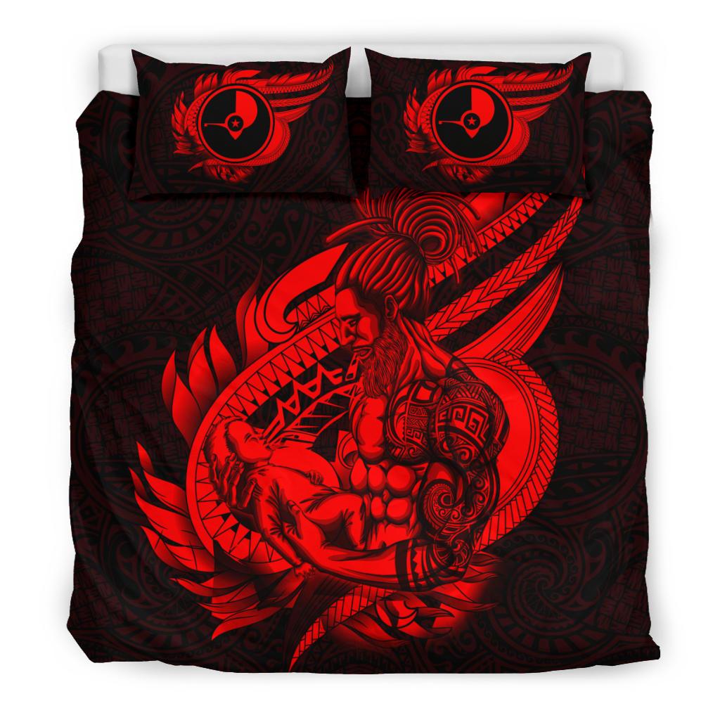 Polynesian Bedding Set - Yap Duvet Cover Set Father And Son Red - Polynesian Pride