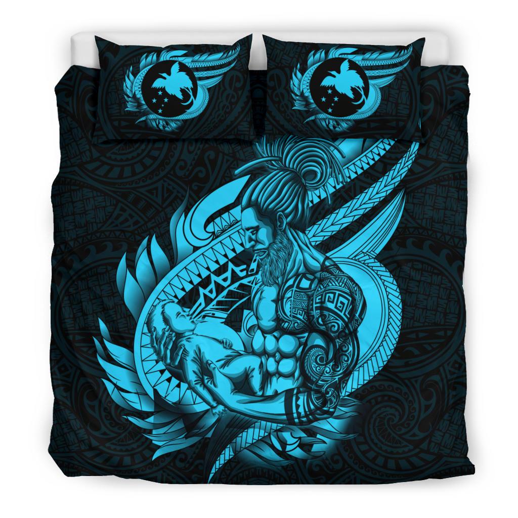 Polynesian Bedding Set - Papua New Guinea Duvet Cover Set Father And Son Emerald - Polynesian Pride