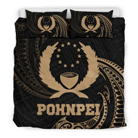 Polynesian Bedding Set - Pohnpei Micronesia Duvet Cover Set Gold Tribal Wave - Polynesian Pride