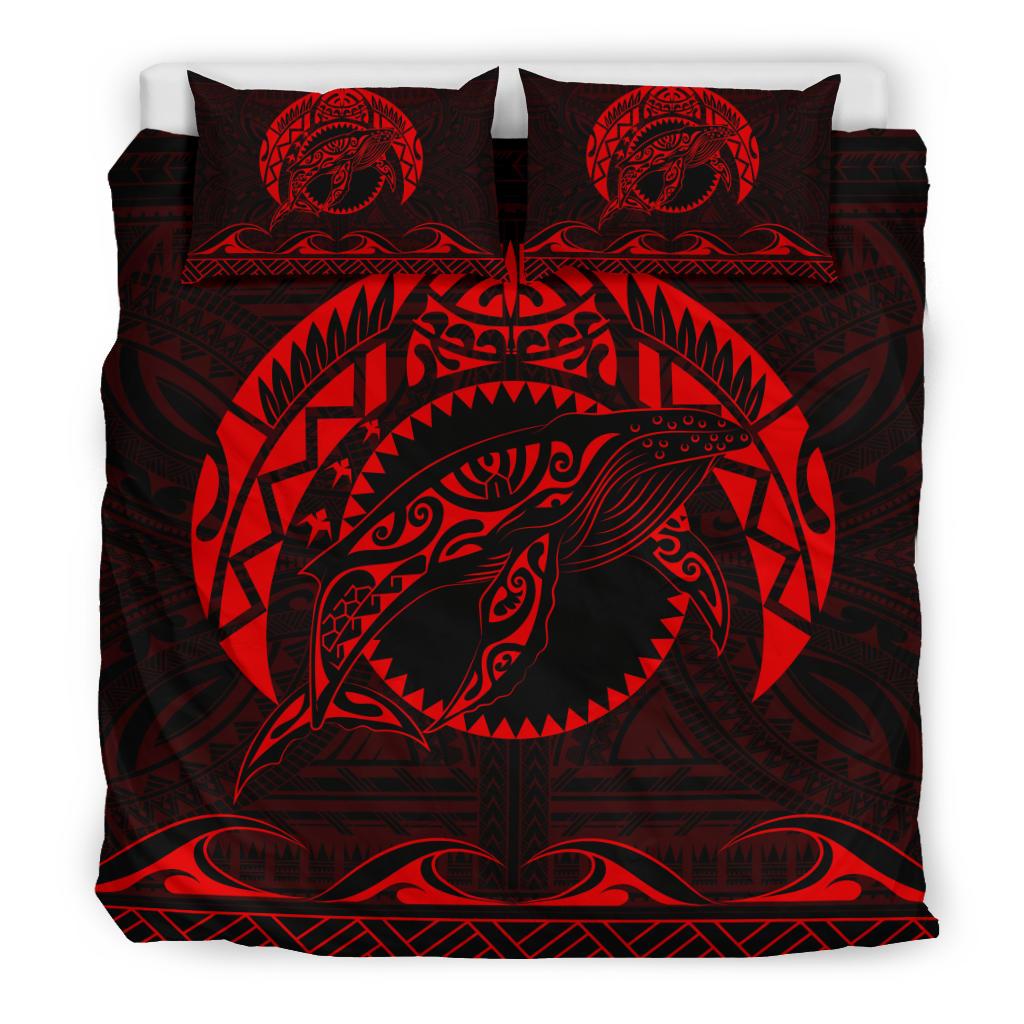 Hawaiian Polynesian Whale Bedding Set Red - Polynesian Pride