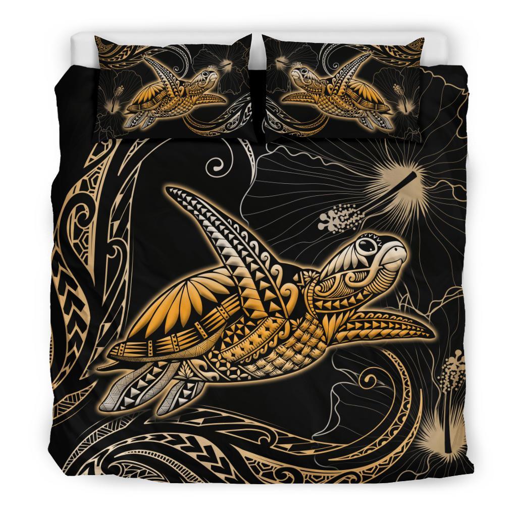 Turtle Polynesian Bedding Set Mix Hibiscus Gold - Polynesian Pride