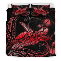 Turtle Polynesian Bedding Set Mix Hibiscus Red - Polynesian Pride